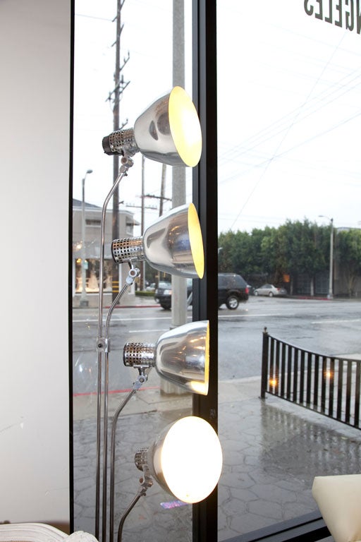 Pair of 1940s Industrial, 4-Spotlight Lamps